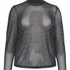 Overdele Pieces Curve | Pcline Ls High Neck Mesh Top Black Hearts