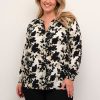 Overdele Kaffe Curve | Kclina Ppp Shirt 104908 Black And Chalk Flower Print