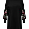 Overdele ONLY CARMAKOMA | Carnewcalla L/S Tunic Dress Flower Jrs Black Floweprint On Sleeves