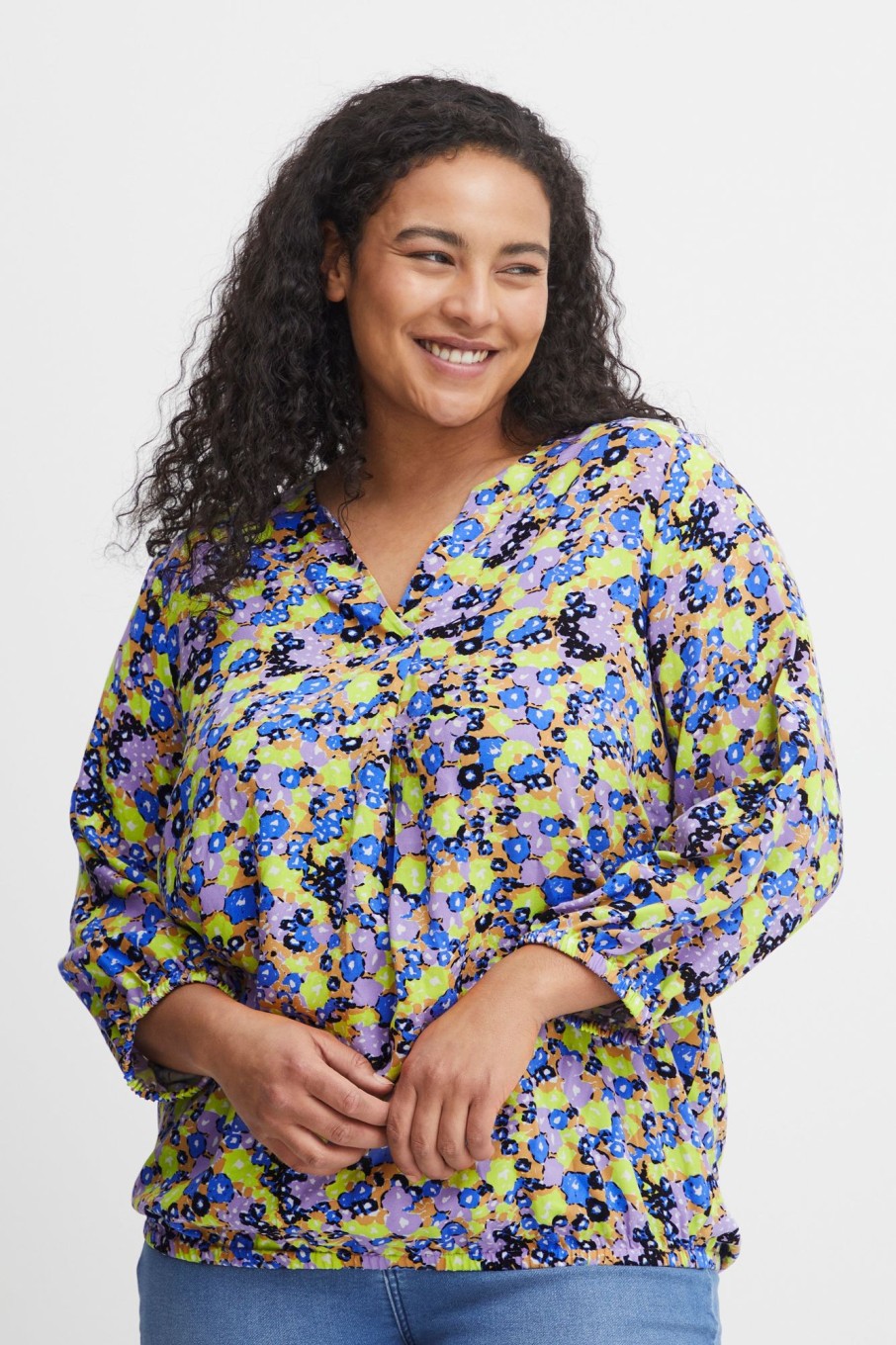 Overdele Fransa Plus Size Selection | Fpmerla Blouse Violet Tulip Mix