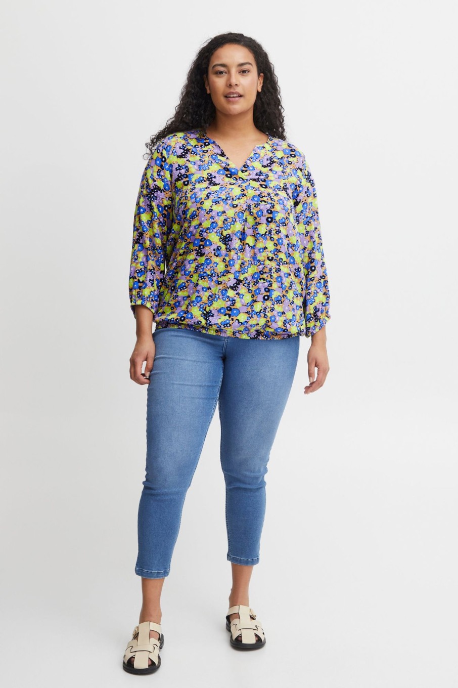 Overdele Fransa Plus Size Selection | Fpmerla Blouse Violet Tulip Mix