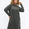 Overdele ZIZZI | Zimcomfy Rib - L/S - Abk Dress Dark Grey Melange