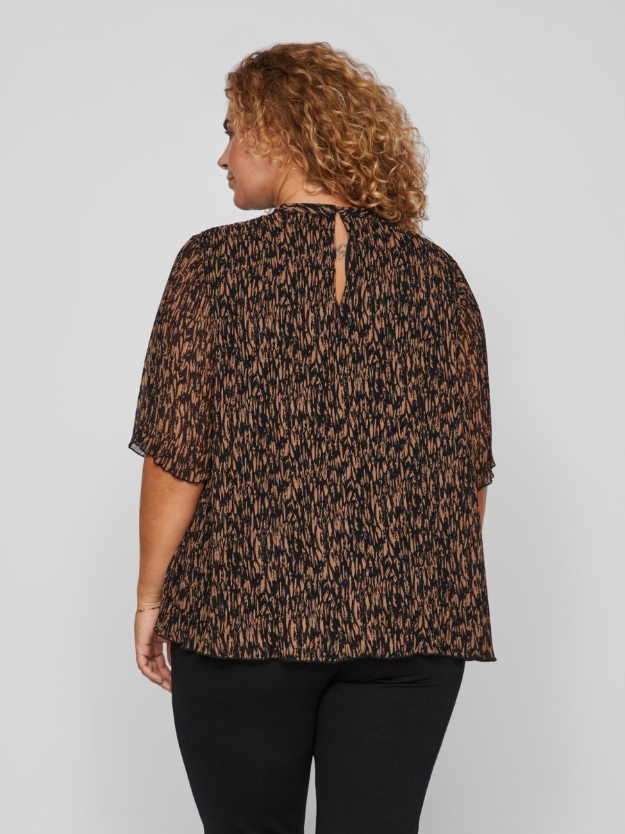 Overdele EVOKED VILA | Vidaliana Highneck 2/4 Sleev Top/Cur/Rt Black Graphic