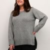 Overdele Kaffe Curve | Kcolla Knit Tunic 100123 Grey Melange