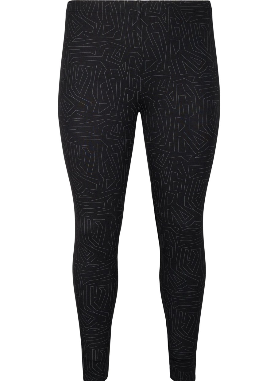 Underdele Zizzi | Zivleggings - Long Aop Black Art