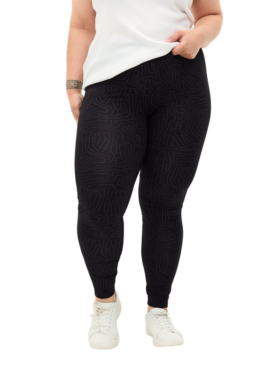 Underdele Zizzi | Zivleggings - Long Aop Black Art