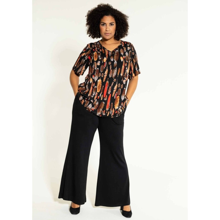 Overdele Studio | Sthanna Blouse Black Brown Feathers