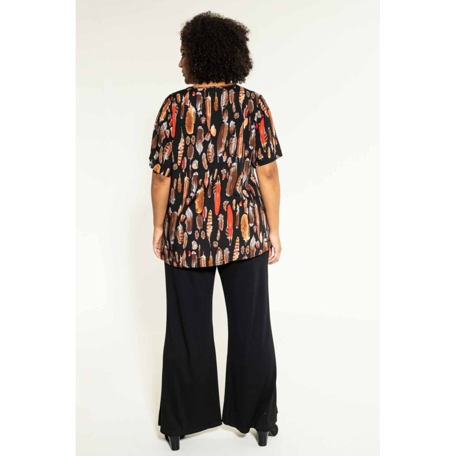 Overdele Studio | Sthanna Blouse Black Brown Feathers