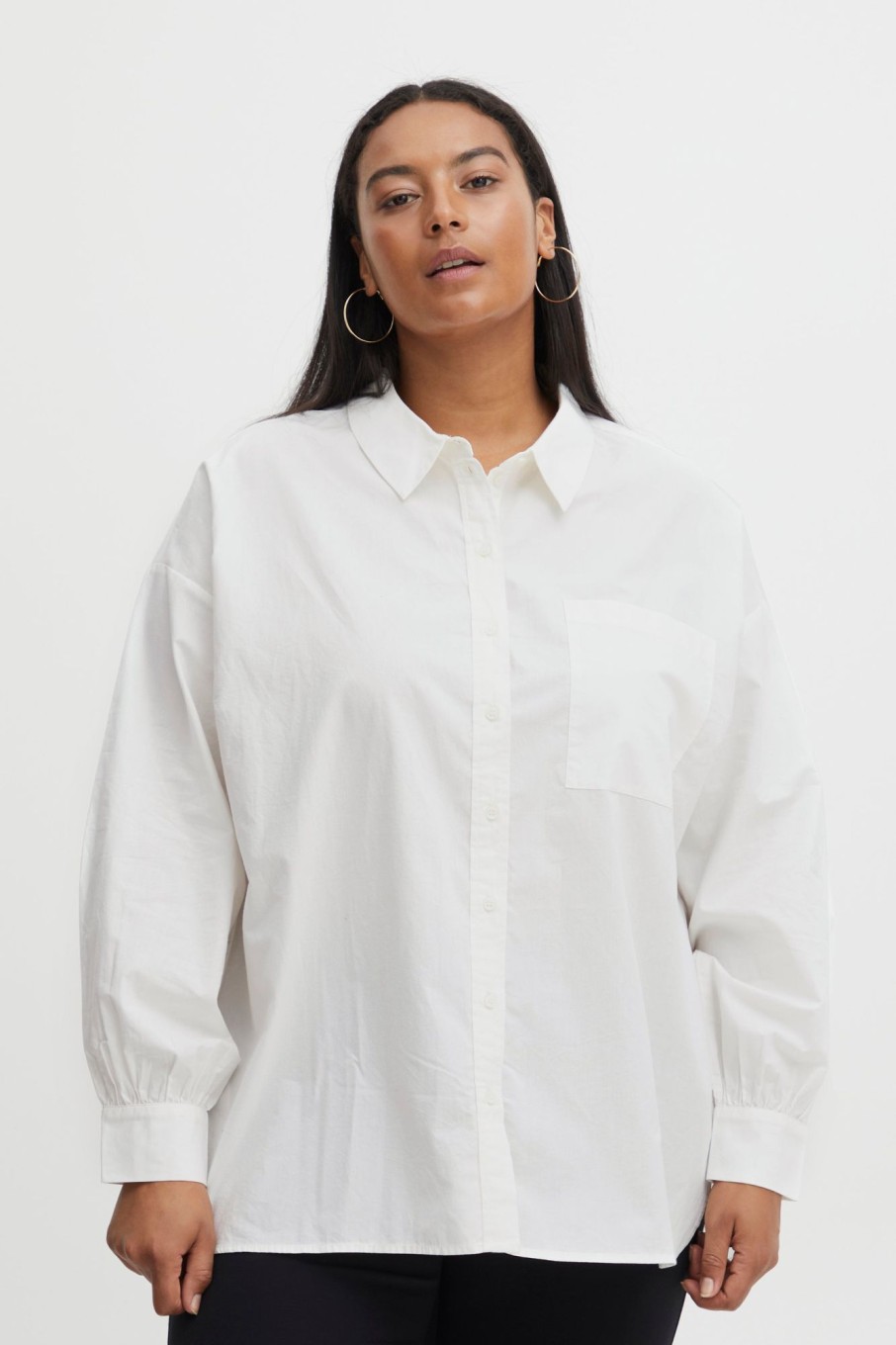 Overdele Fransa Plus Size Selection | Fppop Shirt Blanc De Blanc