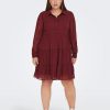 Overdele ONLY CARMAKOMA | Cardolly L/S Dress Wvn Windsor Wine