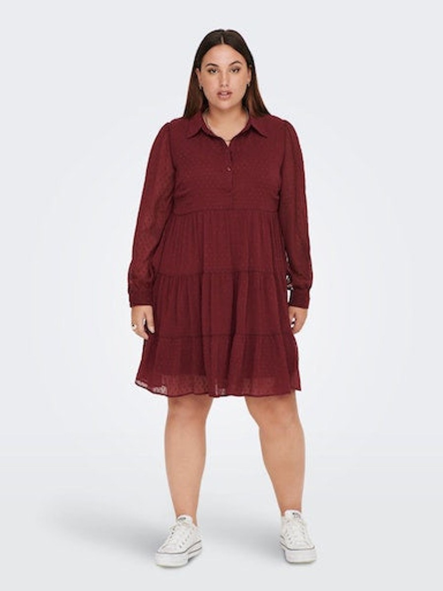 Overdele ONLY CARMAKOMA | Cardolly L/S Dress Wvn Windsor Wine