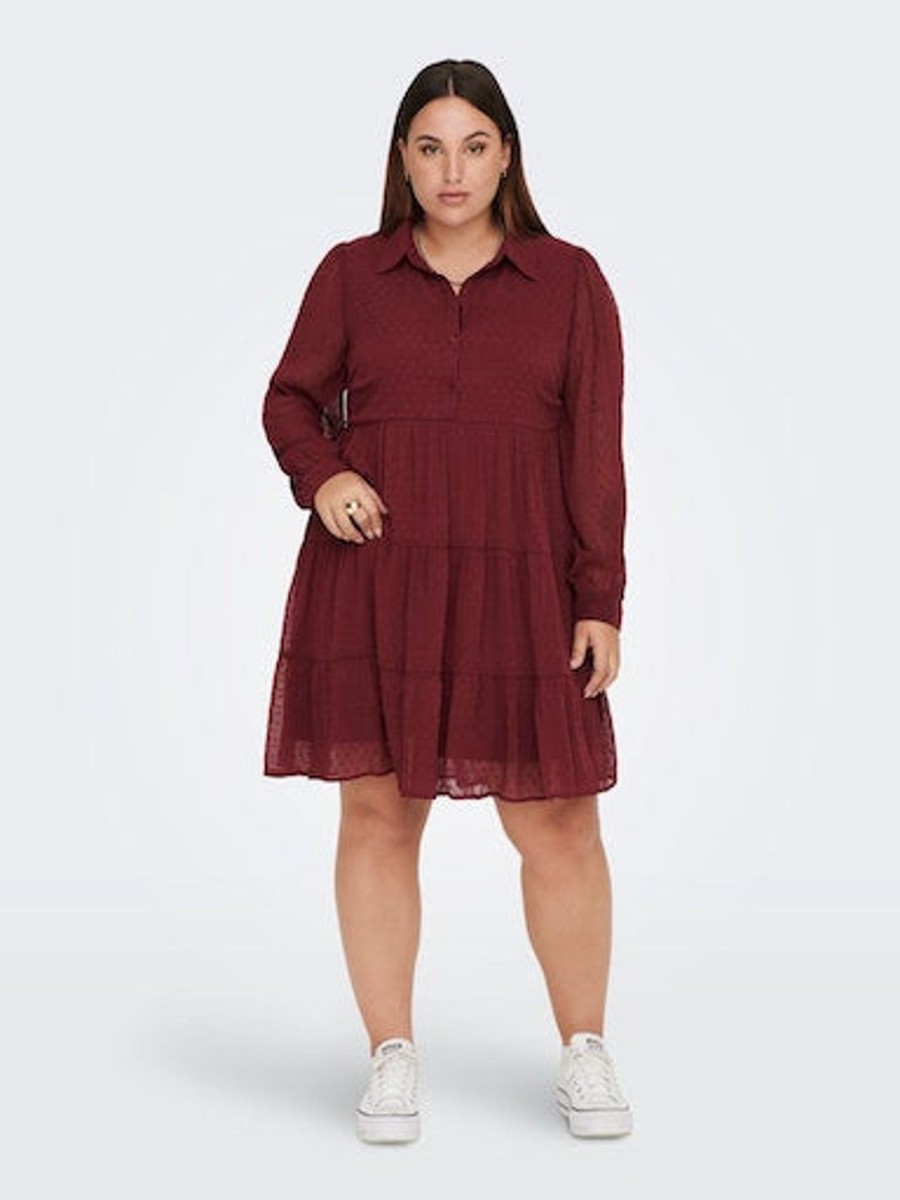 Overdele ONLY CARMAKOMA | Cardolly L/S Dress Wvn Windsor Wine