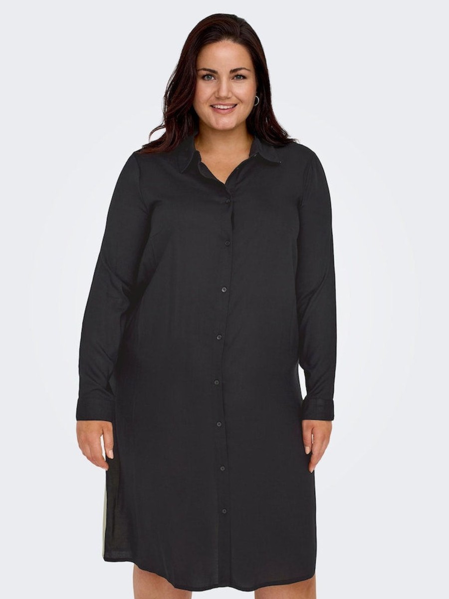 Overdele Only Carmakoma | Caradelone Ls Blocking Shirtdress Wvn Black