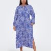 Overdele ONLY CARMAKOMA | Carsonya Life 3/4 V-Neck Calf Dress Aop Cloud Dancer Monochrome Paisley