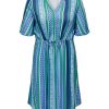 Overdele ONLY CARMAKOMA | Carmarrakesh Life Calf 2/4 Dress Aop Island Green W. Cashmere Blue