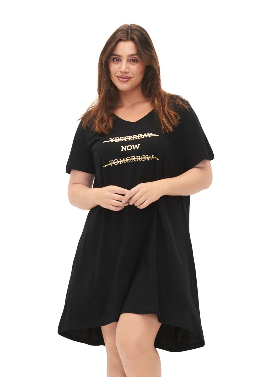 Andet Zizzi | Zimalba - S/S - Blk Dress V Black W. Yesterday