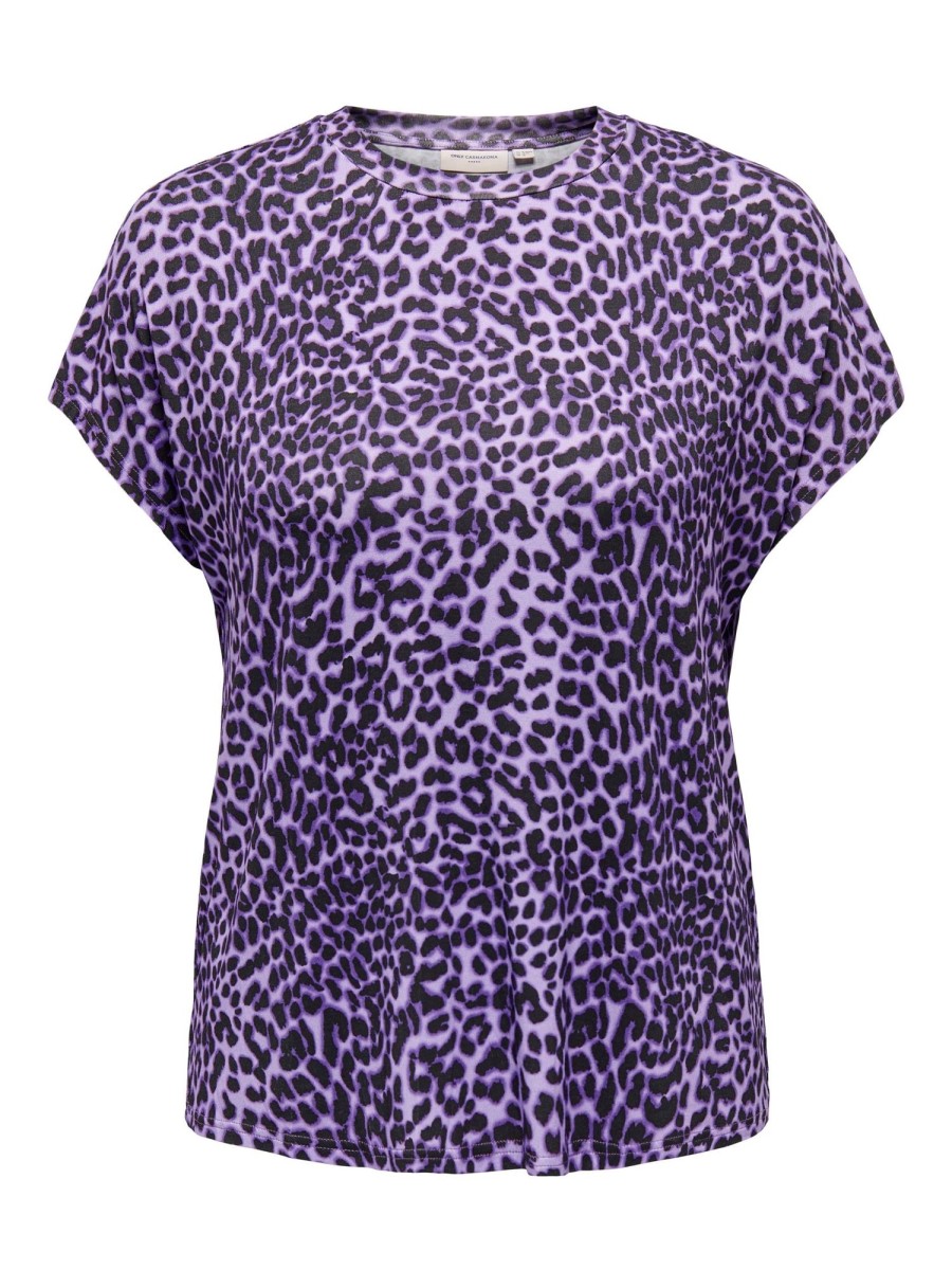 Overdele ONLY CARMAKOMA | Carleopardi Ss Reg Tee Jrs Black Purple Leo