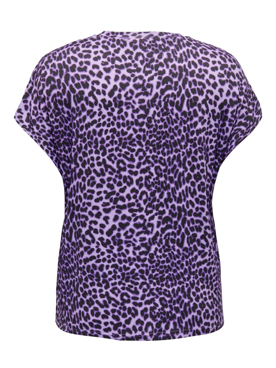 Overdele ONLY CARMAKOMA | Carleopardi Ss Reg Tee Jrs Black Purple Leo