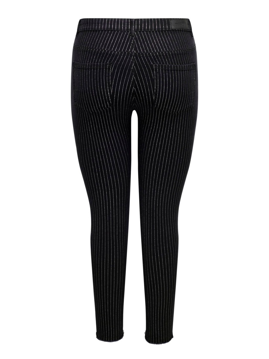 Underdele ONLY CARMAKOMA | Carblush-Vada Shine Stripe Skinny Pnt Black W. Shiny Stripes