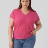 Overdele Vero Moda Curve | Vmaya Ss V-Neck Tee Vma Noos Curve