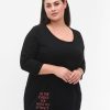 Overdele ZIZZI | Zimally - 3/4 - High Low Tee Black