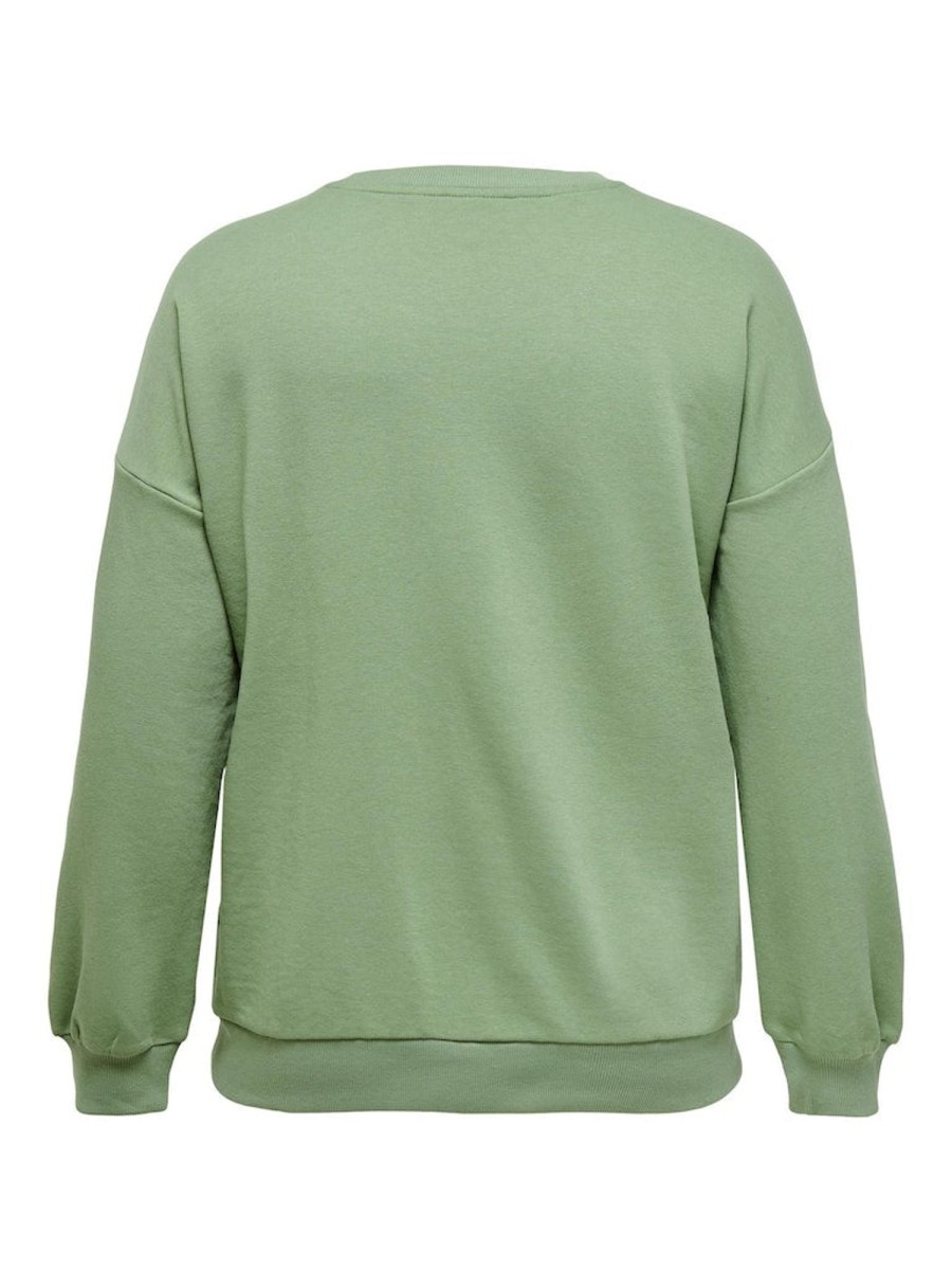 Overdele Only Carmakoma | Carlofia L/S O-Neck Emb Flower Swt Hedge Green