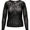 Overdele Only Carmakoma | Carvilma L/S Mesh Flock Top Jrs Black