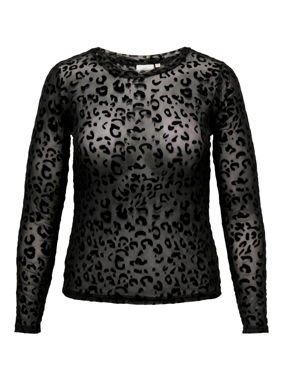 Overdele Only Carmakoma | Carvilma L/S Mesh Flock Top Jrs Black