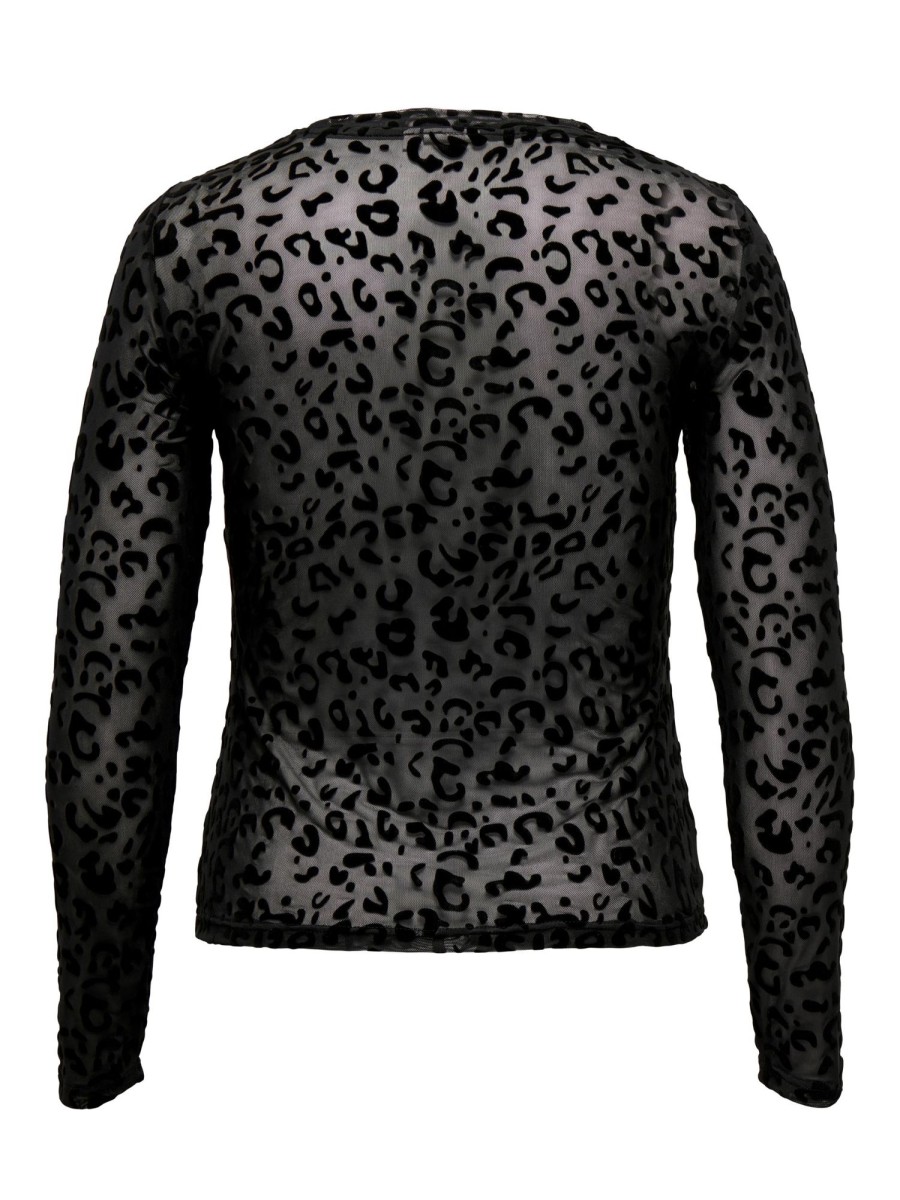 Overdele Only Carmakoma | Carvilma L/S Mesh Flock Top Jrs Black