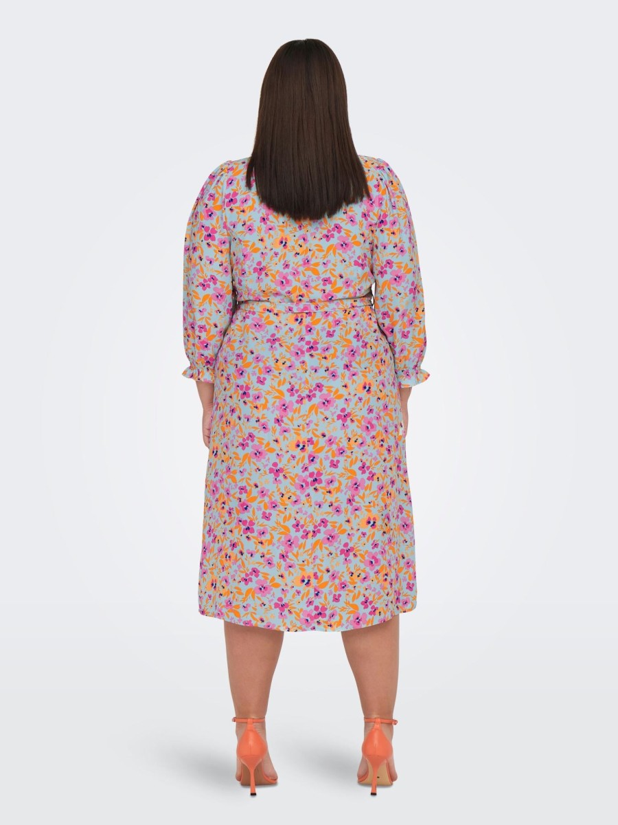 Overdele ONLY CARMAKOMA | Carronya 3/4 Calf Shirt Dress Aop Plume Mermaid Flower