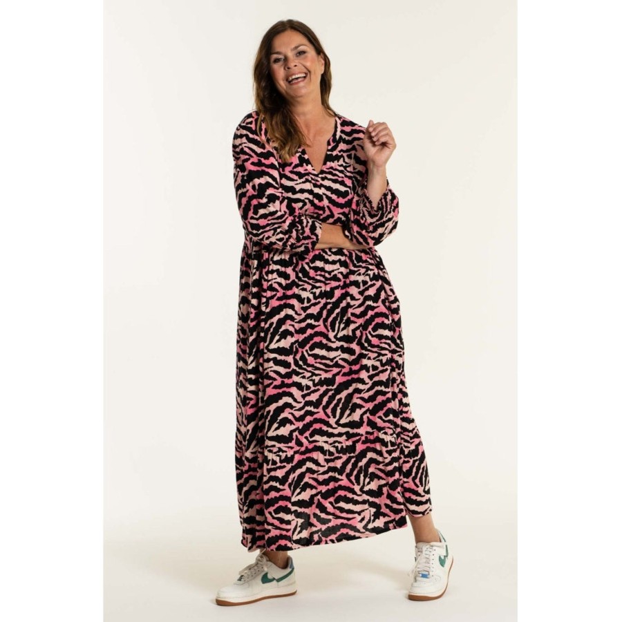 Overdele Gozzip | Goconny Long Dress Black/Bubblegum