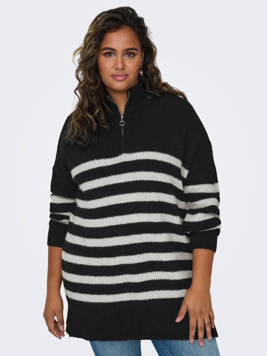 Overdele Only Carmakoma | Caralfrida Ls Zip Highneck Cc Knt Black