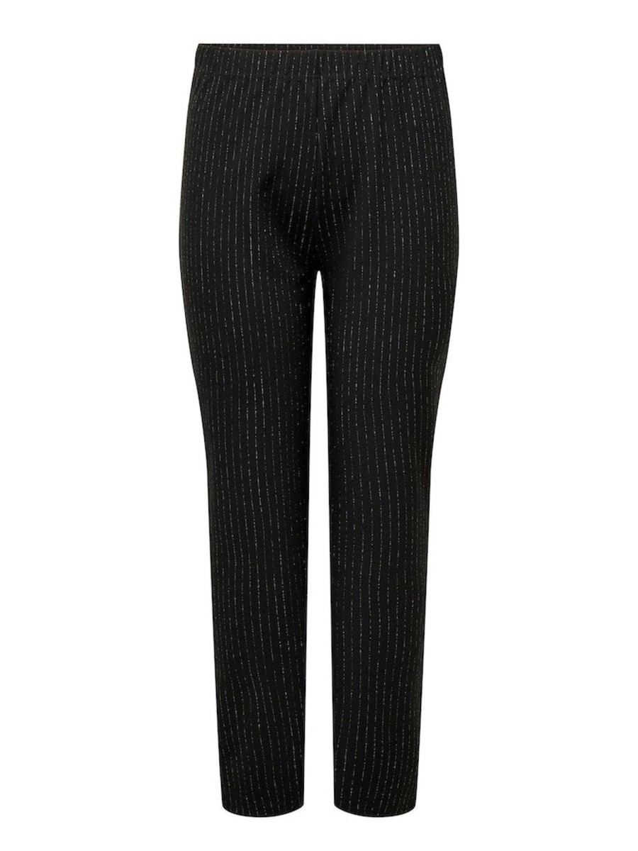 Underdele ONLY CARMAKOMA | Carlisa Shine Pinstripe Pant Black Silver Glitter