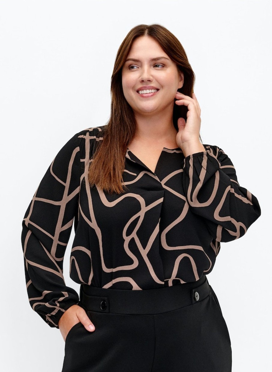 Overdele ZIZZI | Zieanni - L/S - V-Neck Blouse