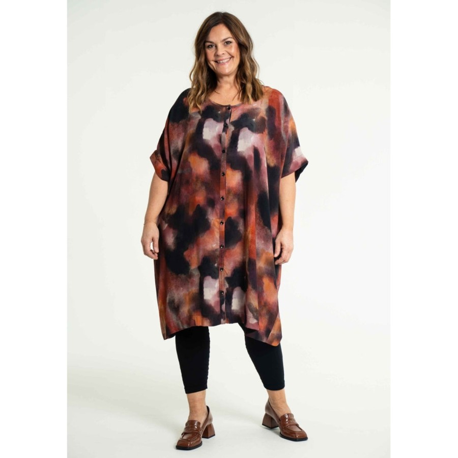 Overdele Gozzip | Gocharlotte Oversize Shirt Tunic Multi Printed