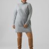 Overdele Vero Moda Curve | Vmbrilliant Ls Rollnck Dress Ga Noos Cur Light Grey Melange