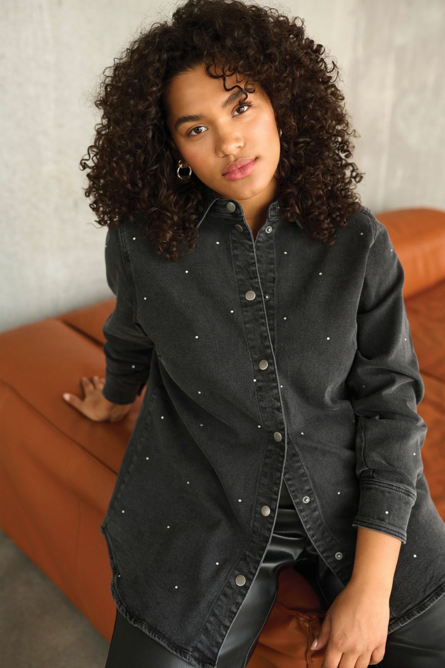 Overdele Kaffe Curve | Kcfalina Denim Shirt Jacket Black