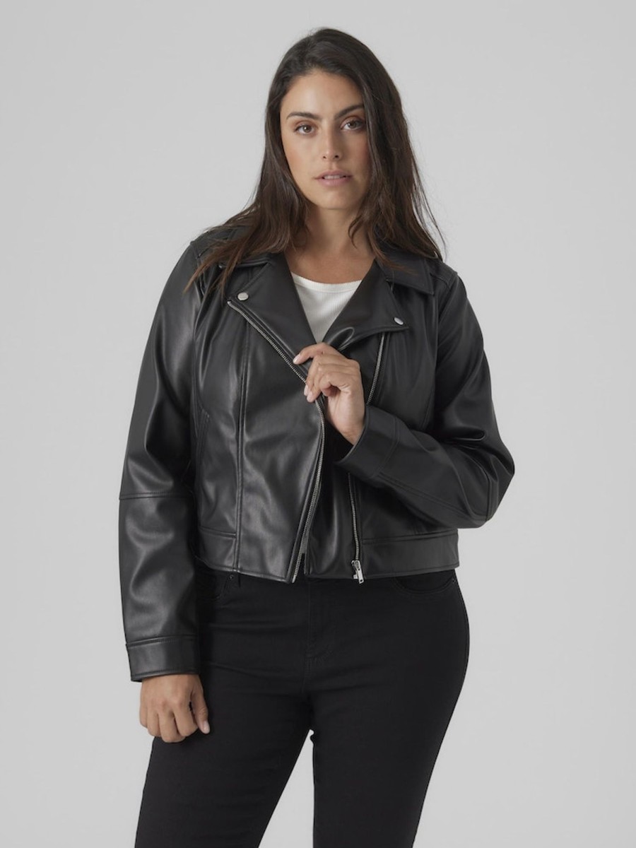 Andet Vero Moda Curve | Vmcbellaanna Short Coated Biker Black