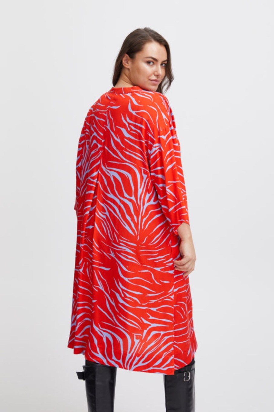 Overdele Fransa Plus Size Selection | Fpjustine Dress 1 Red Alert Zebra Mix