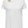 Overdele Only Carmakoma | Carantini S/S O-Neck Reg Emb Tee Jrs White