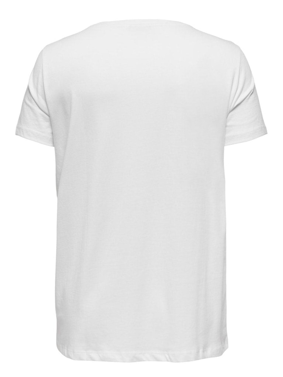 Overdele Only Carmakoma | Carantini S/S O-Neck Reg Emb Tee Jrs White