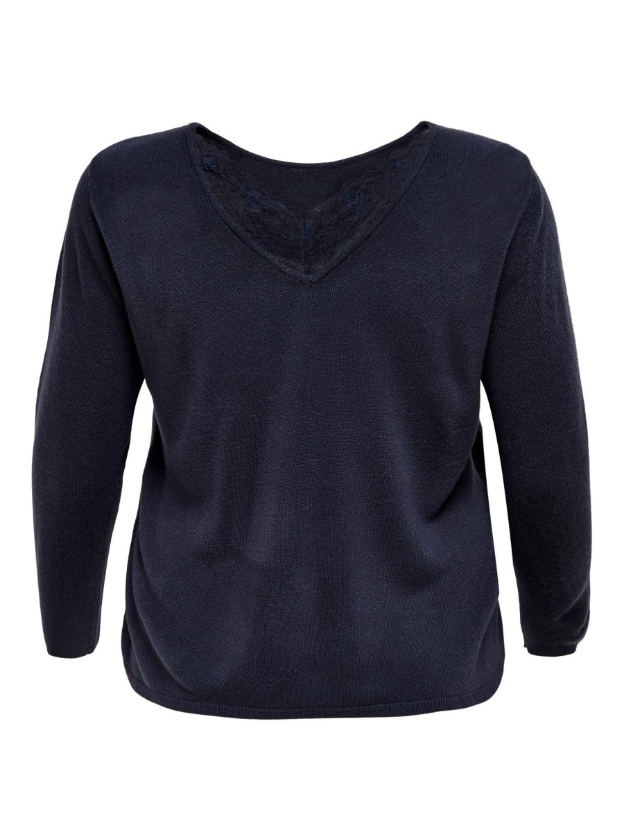 Overdele Only Carmakoma | Blod Pullover Med Blonde-Detalje Fra Carmakoma