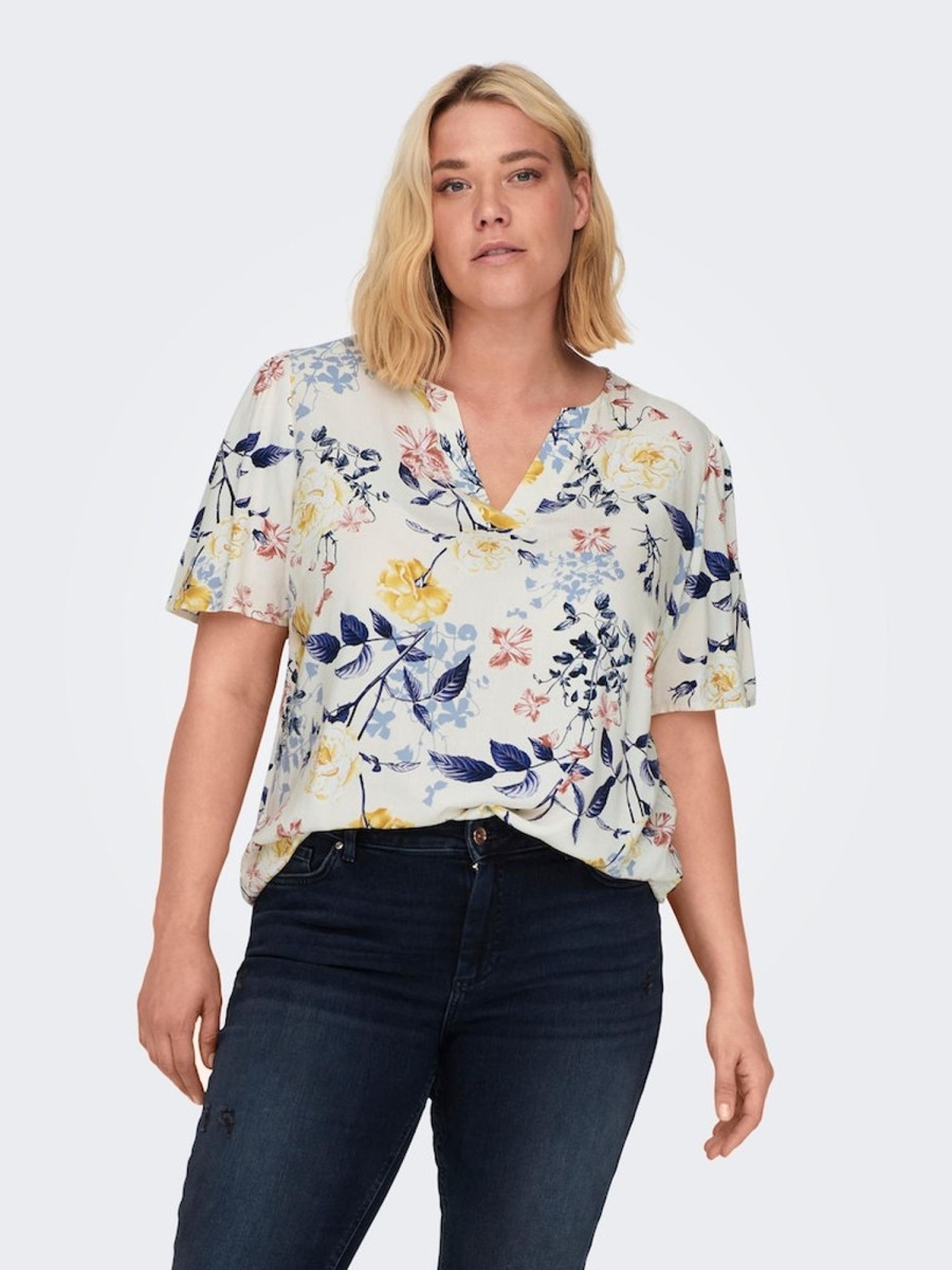 Overdele Only Carmakoma | Carnova Ella Life S/S V-Neck Top Aop