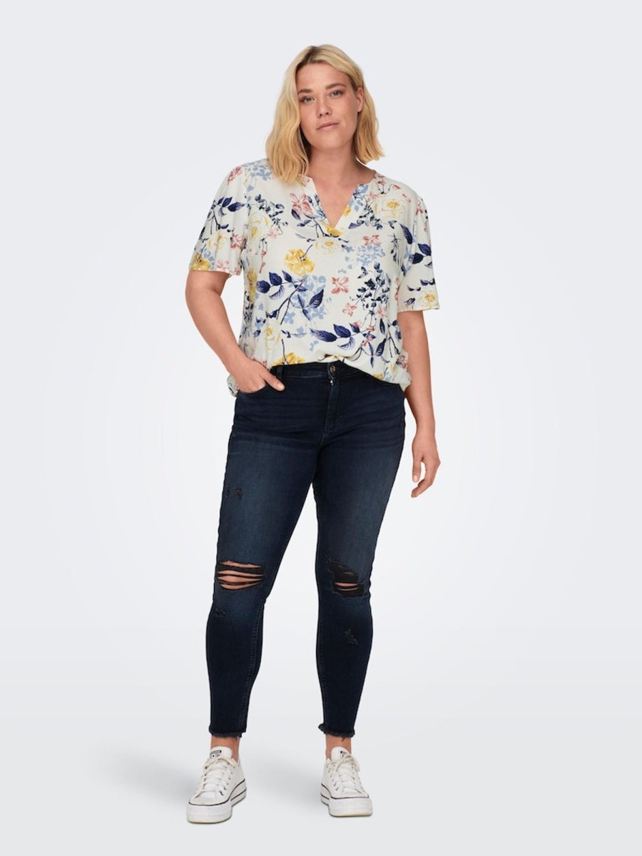 Overdele Only Carmakoma | Carnova Ella Life S/S V-Neck Top Aop