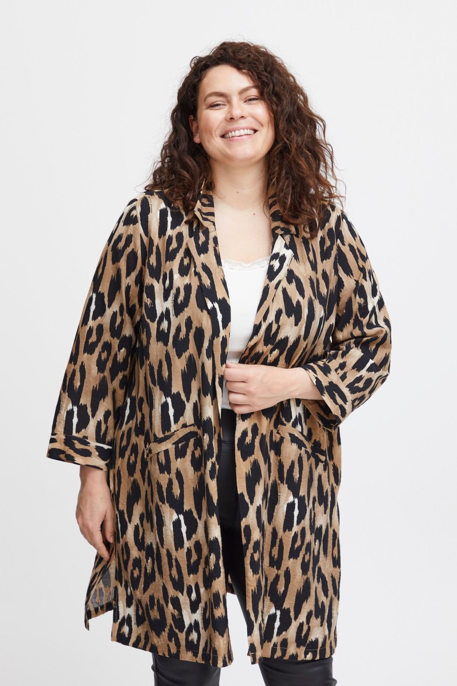 Andet Fransa Plus Size Selection | Fpleoni Jakke Tiger'S Eye Mix Ma23 Leo