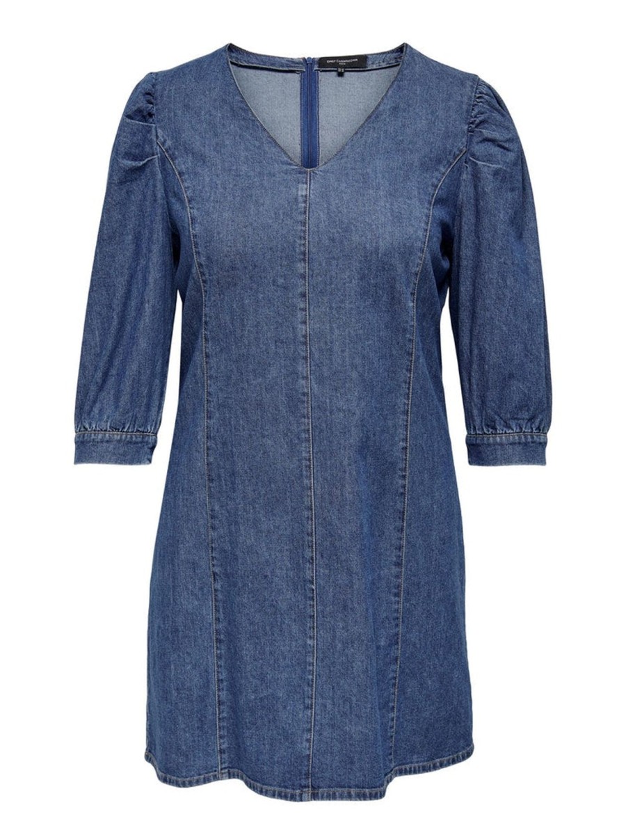 Overdele ONLY CARMAKOMA | Carnewlursa 3/4 Dnm Tunic Dress Dark Blue Denim