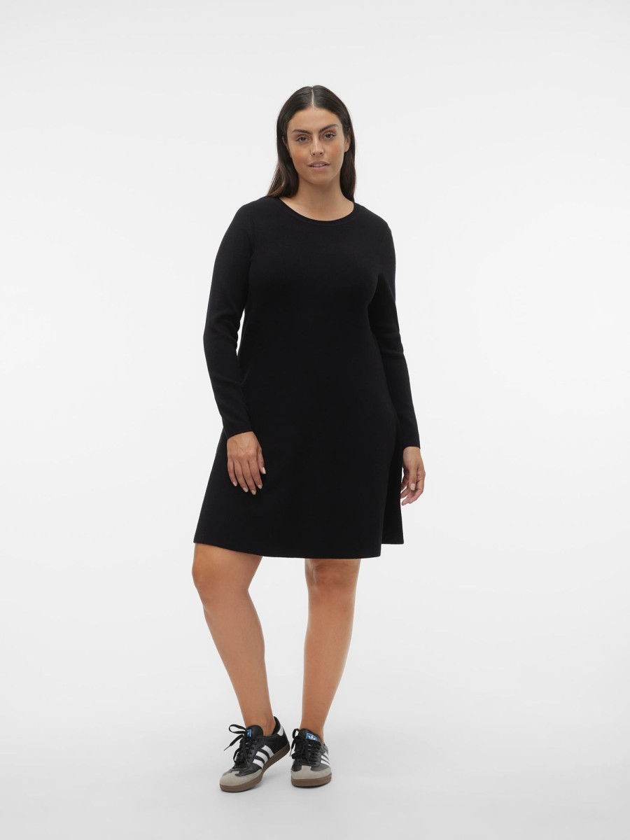 Overdele Vero Moda Curve | Vmnancy Ls Knit Dress Ga Noos Cur Black