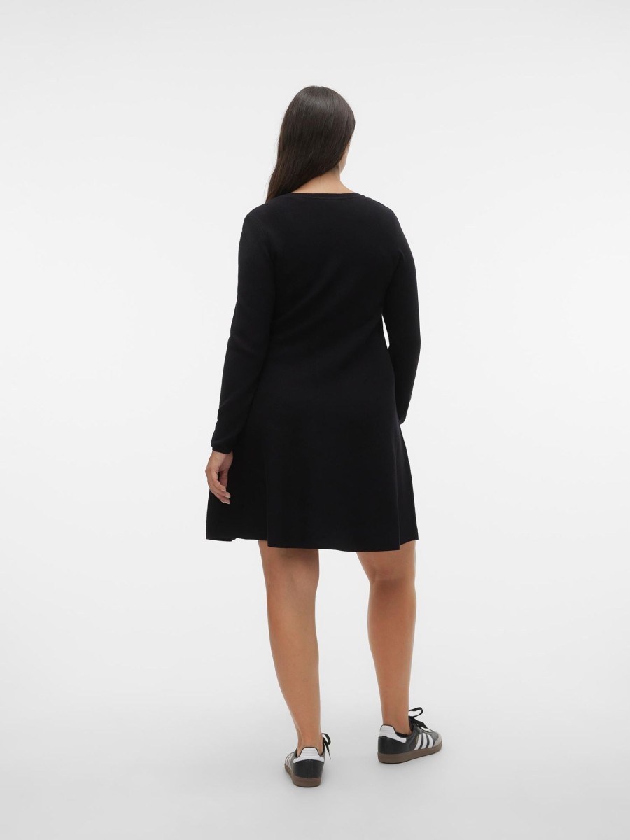 Overdele Vero Moda Curve | Vmnancy Ls Knit Dress Ga Noos Cur Black