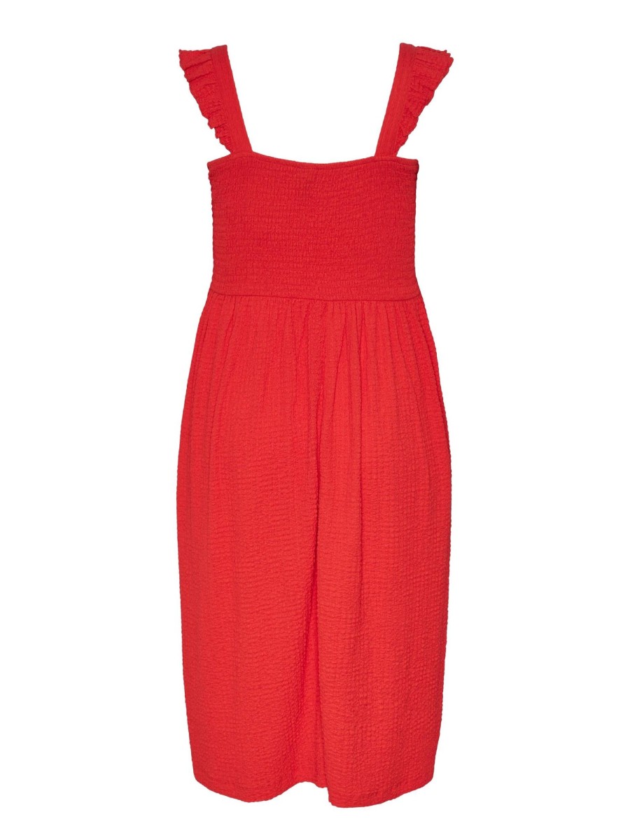 Overdele Pieces Curve | Pckeegan Strap Dress Qx Poppy Red