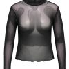 Overdele ONLY CARMAKOMA | Carelsa L/S Mesh Shine Top Jrs Black Rhinestones